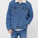 Blue Denim Jacket with Sherpa by Tendon Sports