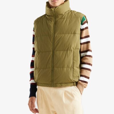 Military Green Sleevless Padded Puffer Jacket