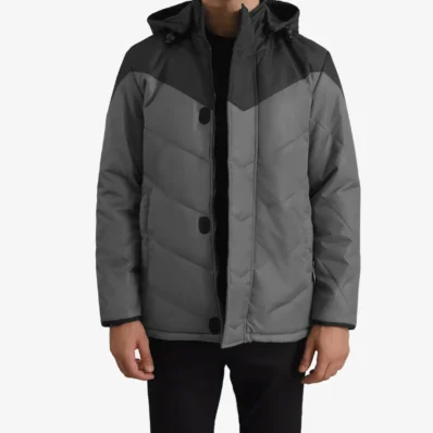 Black & Grey Hooded Puffer Jacket Tendon Sports