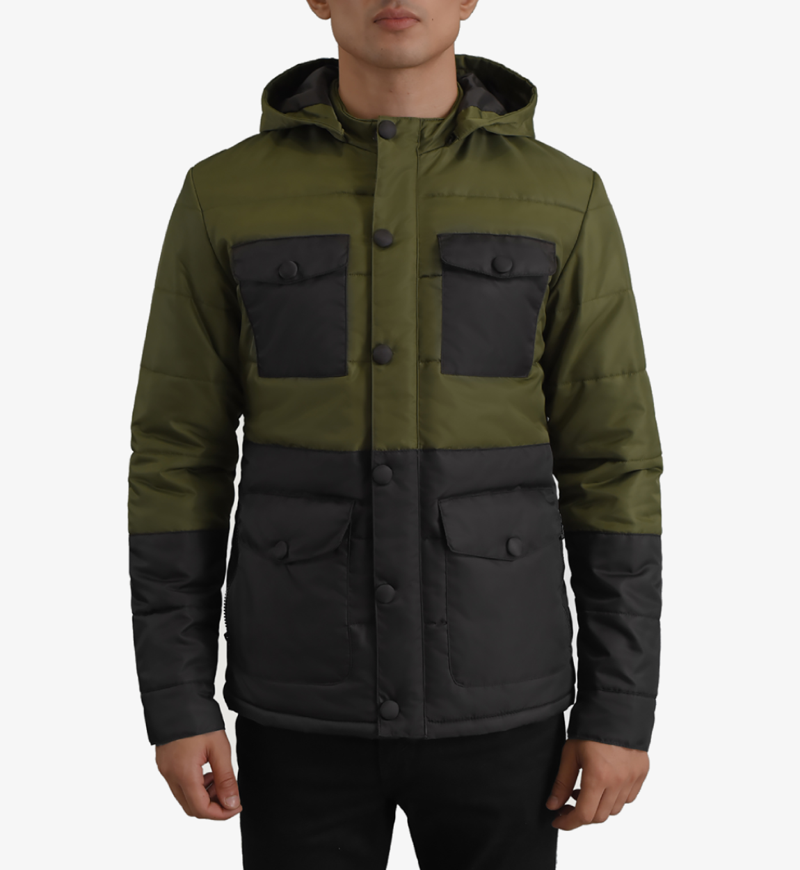 Black & green Hooded Puffer Jacket Tendon Sports