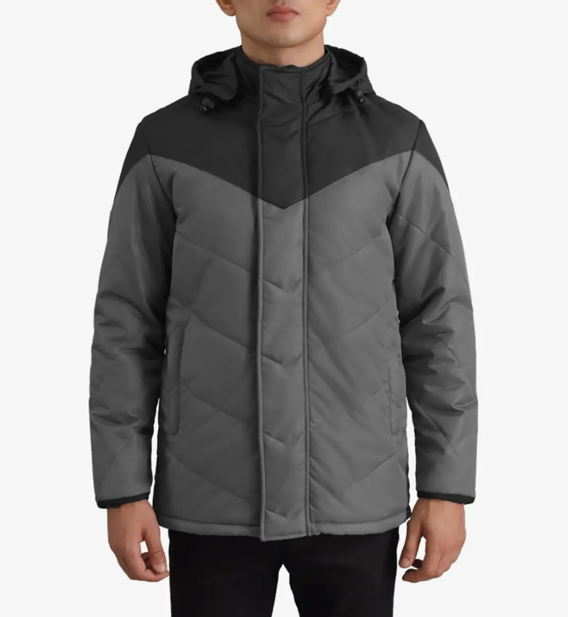 Black & Grey Hooded Puffer Jacket Tendon Sports