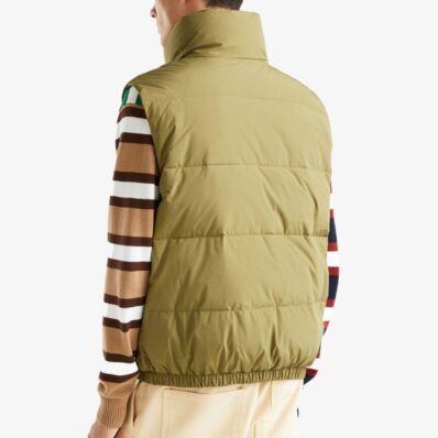 Military Green Sleevless Padded Puffer Jacket