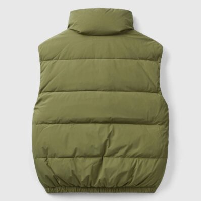 Military Green Sleevless Padded Puffer Jacket