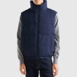 Navy Blue Sleevless Padded Puffer Jacket