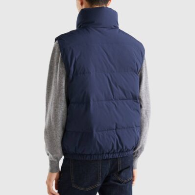 Navy Blue Sleevless Padded Puffer Jacket