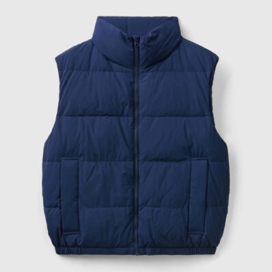 Navy Blue Sleevless Padded Puffer Jacket