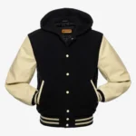 Hooded Wool and Leather Varsity Jacket Tendon Sports