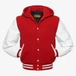 Hooded Wool and Leather Varsity Jacket Tendon Sports