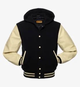 Hooded Wool and Leather Varsity Jacket Tendon Sports