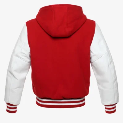 Hooded Wool and Leather Varsity Jacket Tendon Sports