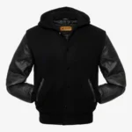 Hooded Wool and Leather Varsity Jacket Tendon Sports