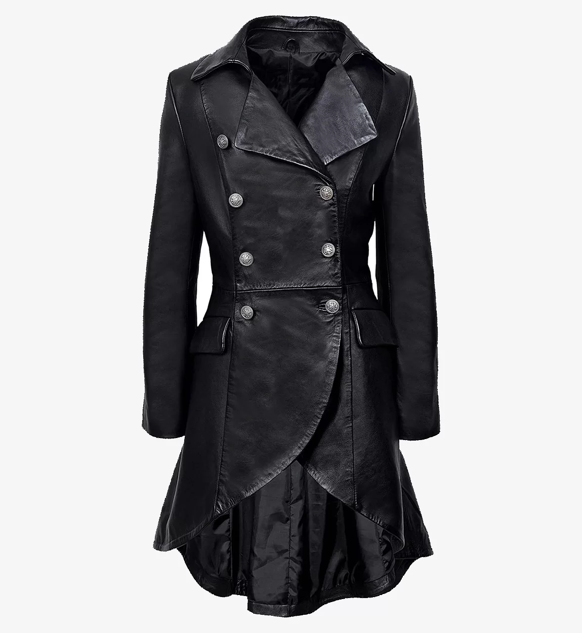 Womens-Gothic-Style-Back-Buckle-Real-Leather-Long-Coat.webp