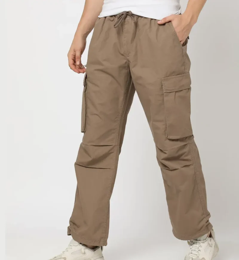 Men Regular Fit Drawstring Waist Cargo Trouser